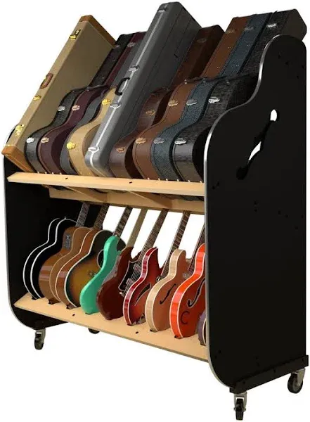 A&S Crafted Products The Session-Pro Double-Stack Mobile Guitar & Case Rack