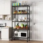 EZPEAKS 5-Shelf Shelving Units and Storage On 3 Wheels with Shelf Liners Set of 5, NSF Certified, Adjustable Heavy Duty Carbon S