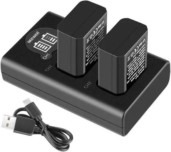 Neewer Replacement Battery Charger Set 2-Pack 1100mAh NP-FW50 Battery for Sony