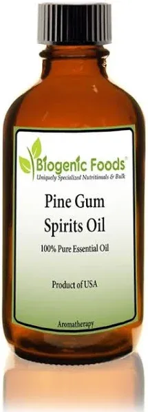 Biogenic Foods Pine Gum Spirits Organic Pure Essential Oil of Pine Tree