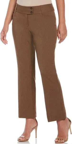 Rafaella Women Brown Stretch Tapered Boot Curvy Fit Bootcut Leg Slacks Pants 8