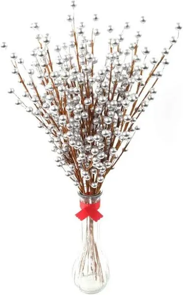 Floral Home 24 Premium Artificial Berry Stem Picks for Festive Christmas Tree Ornaments