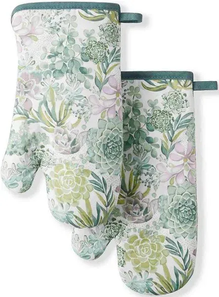 Martha Stewart Printed Oven Mitt Set, 7"x13", Ditsy Floral