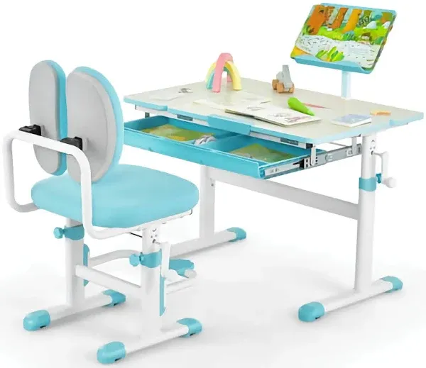 Costway Height-Adjustable Kids Desk and Chair Set