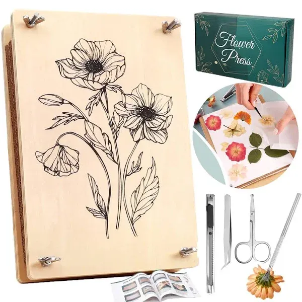 Large Professional Flower Press Kit, 6 Layers 10.8 x 6.9 inch DIY Flower Pres...