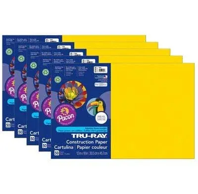 Tru-Ray Construction Paper, Black, 12" x 18", 50 Sheets per Pack, 5 Packs