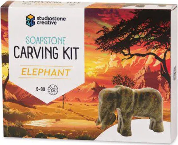 MindWare Soapstone Carving Kits Lion & Elephant