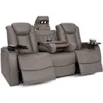 Seatcraft Republic Italian Leather Home Theater Sofa with Power Recline and Headrest - Grey