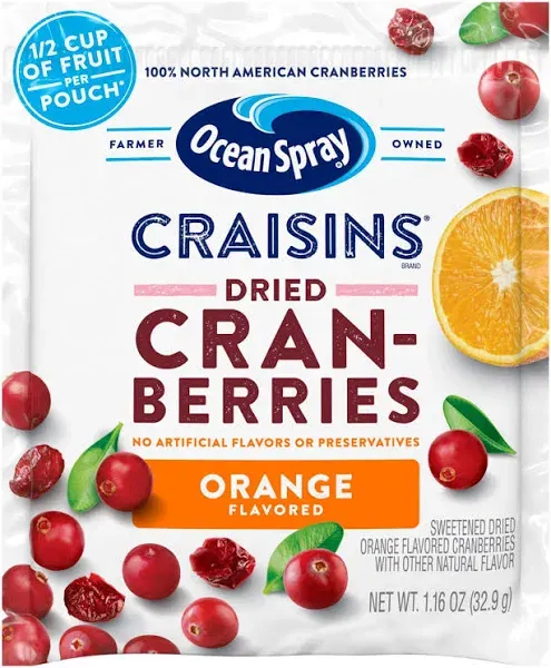 Ocean Spray Craisins Dried Cranberries, Orange, 1.16 Ounce (Pack of 200)