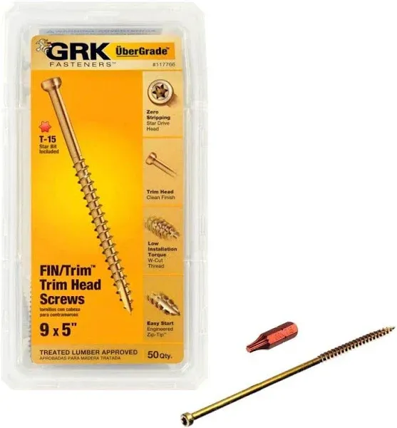 GRK Fasteners UberGrade No. 9  S X 5 in.   L Star Trim Head Construction Screws 