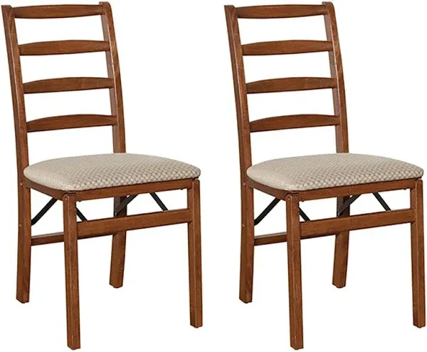 Stakmore Shaker Ladderback Upholstered Seat Folding Chairs