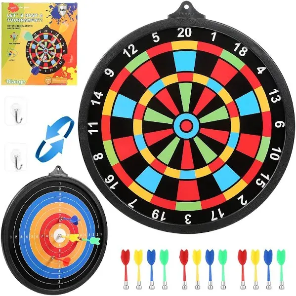 Biange Magnetic Dart Board w/ 12 Darts Toys for Boys Age 8-12 Safe Indoor Outdoor Games for Kids 8-12