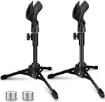 2 Pack Desktop Mic Stand, Portable Foldable Tripod with Mic Clip Holder, Adju...