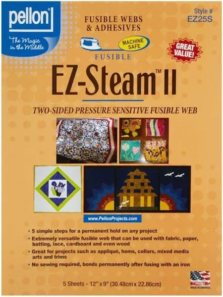 Pellon EZ Steam II 12"X9" Sheets 5/PKG-White