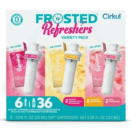 Cirkul Frosted Refreshers Variety Pack, 6-pack (2 Pink, 2 Mango Dragon Fruit, 2 Paradise)