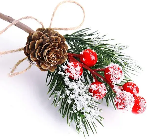 Futerly 8 Pcs Christmas Berries Pine Cones