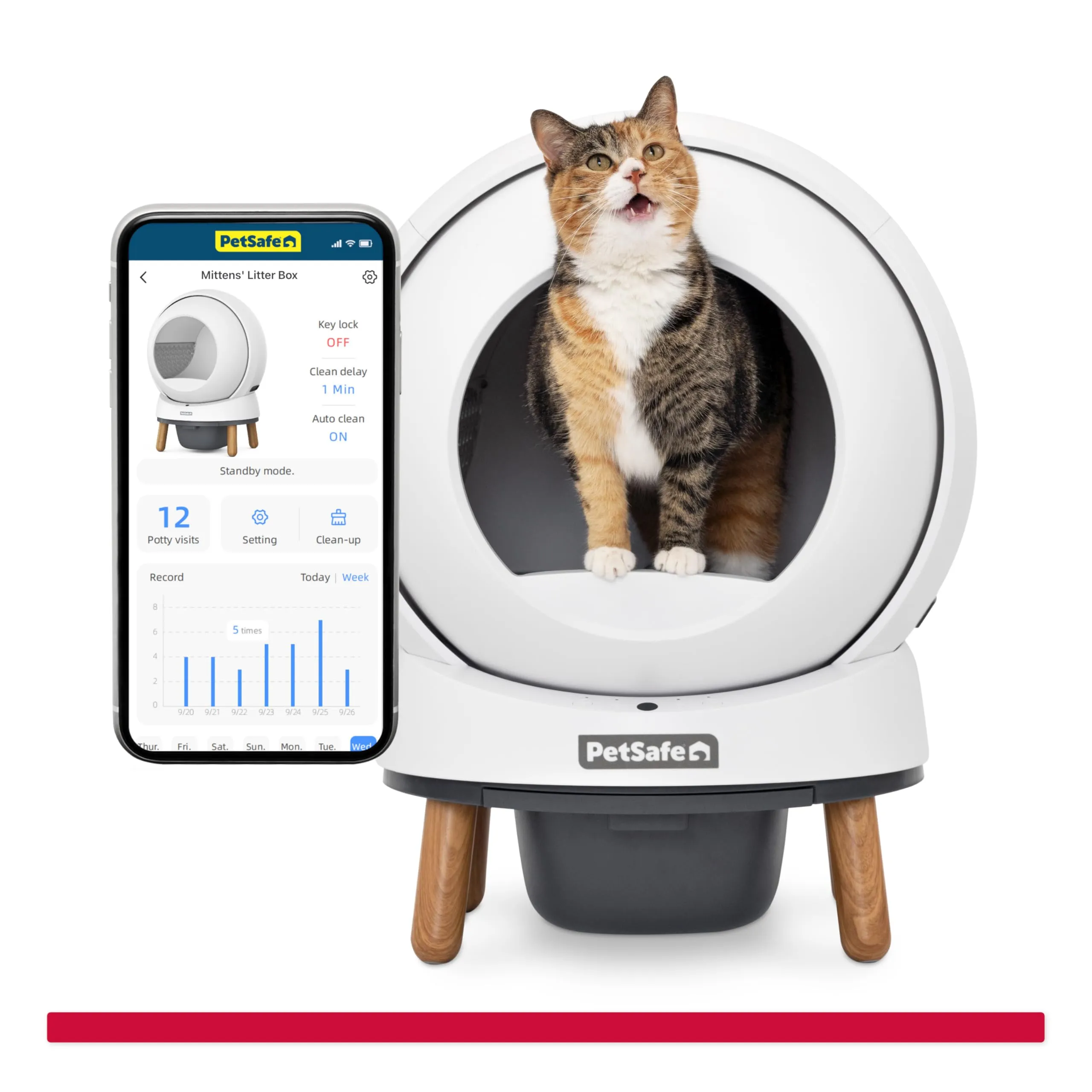 PetSafe ScoopFree SmartSpin Automatic Self-Cleaning Cat Litter Box – Advanced Odor Control – App Controlled with Health Monitoring – Works with Any Litter – Up to 2 Weeks of Hands-Free Cleaning