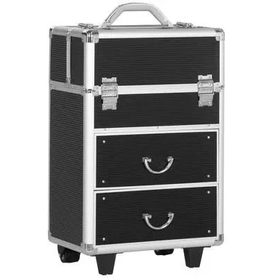 HOMCOM Rolling Makeup Train Case Cosmetic Trolley and