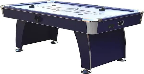 Hathaway Phantom II 7.5-ft Air Hockey Game Table for Perfect for Family Recreation Game Rooms with Electronic Scoring, High-Powered Blower, Strikers and Pucks, Blue/White/Silver