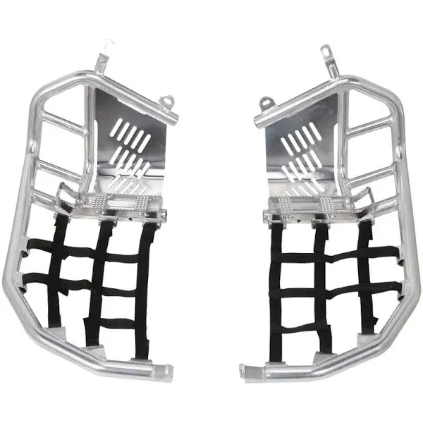 Tusk Foot Peg Nerf Bars With Heel Guards Silver With Black Webbing 192282