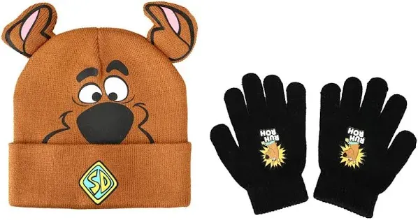 Bioworld Scooby Doo Knitted Cuff Hat with Gloves for Kids Multicolored