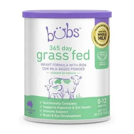 Bubs 365 Grass Fed Toddler Nutritional Drink, Non-GMO Whole Milk-Based Formula, for Kids 12-36 Months, 20 oz