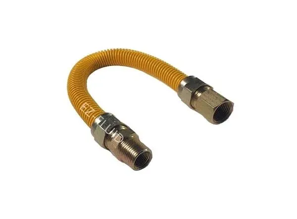 EZ-Fluid Stainless Steel Corrugated Yellow Epoxy Coated 1/2" MIP x 1/2" FIP Gas Flex Gas Connector Supply Line For Gas