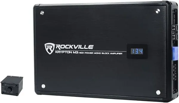 Rockville Krypton-M3 4000w Max/1000w RMS Mono 1 Ohm Car Amplifier Amp+Remote