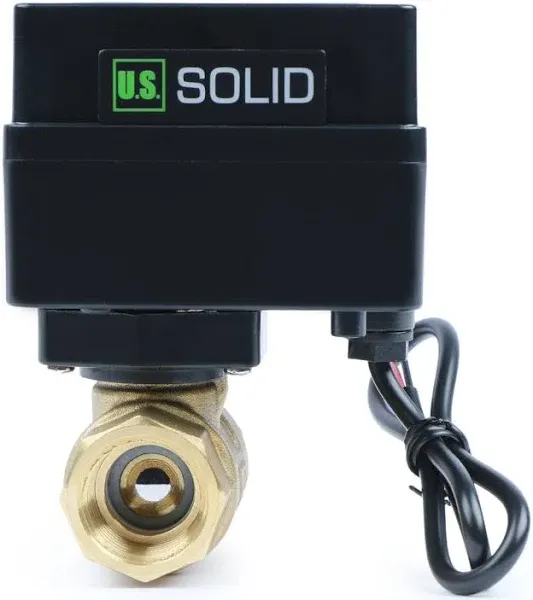 Motorized Ball Valve- 1/2" Brass Ball Valve with Standard Port, 9-36V AC/DC, 2 Wire Auto Return Setup, Normally Closed (N/C) by U.S. Solid