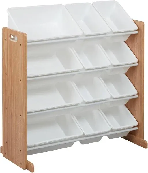 ECR4Kids 4-Tier Organizer with 12 Bins, Dark Natural/White