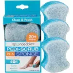 Spongeables Pedi-Scrub Foot Buffer, Clean & Fresh Scent, Contains Shea Butter and Tea Tree Oil, Foot Exfoliating Sponge with Heel