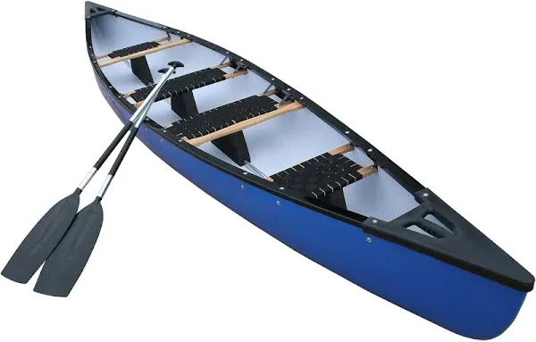 15.94ft Expedition Canoe Kayak, 4-6 Person, 936lbs Capacity, Comfort Seats, Includes 2 Paddles, Blue, 15.94′