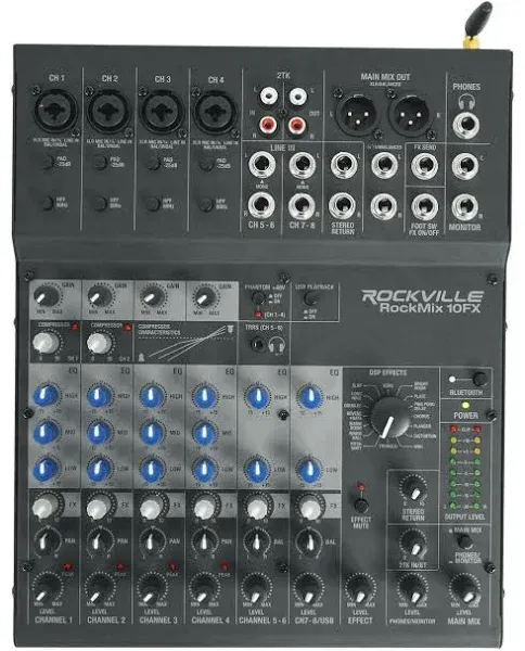 Rockville ROCKMIX 10FX 10 Chan Mixer