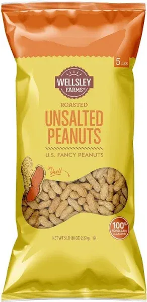 Wellsley Farms Unsalted & Roasted In-Shell Peanuts