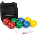 90 mm Bocce Ball Set with 8 Premium Balls, Pallino, Carry Bag &amp; Measuring Rop...