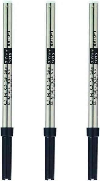 Cross Gel Rollerball Pen Refill (Black/Slim, 3-Pack) Bundle (3 Items)