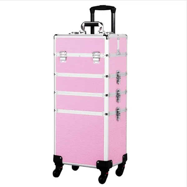 Yaheetech 4-In-1 Aluminum Rolling Cosmetic Makeup Train Cases