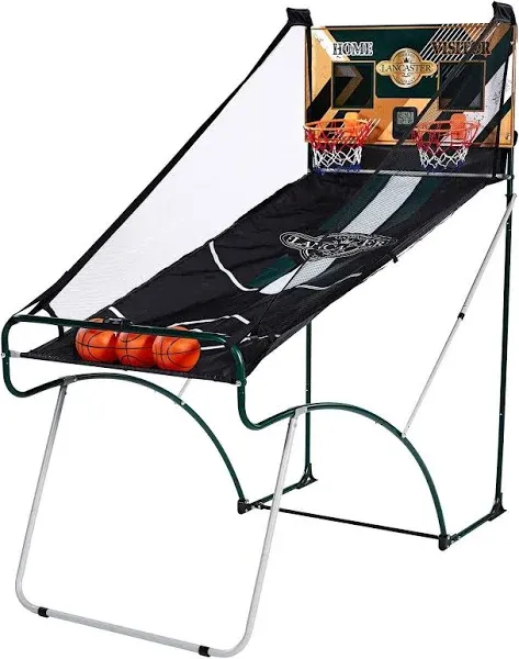 Lancaster Gaming Company Sports EZ-Fold 2 Player Indoor Arcade Dual Basketball Hoop Shot Game