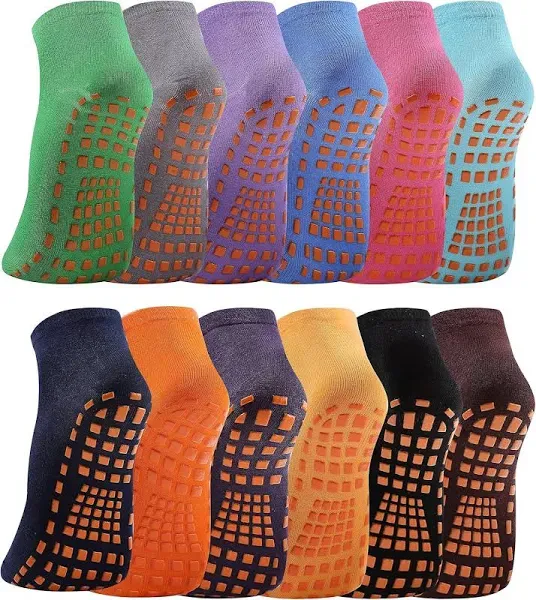 jeuhut Grip Socks for Women 12 Pairs Grippy Yoga Socks with Grips Non Slip Pilates Socks