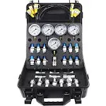 VEVOR Hydraulic Pressure Test Kit, 10/100/250/400/600bar, 5 Gauges 13 Test Couplings 14 Tee Connectors 5 Test Hoses, Hydraulic Gauge Kit