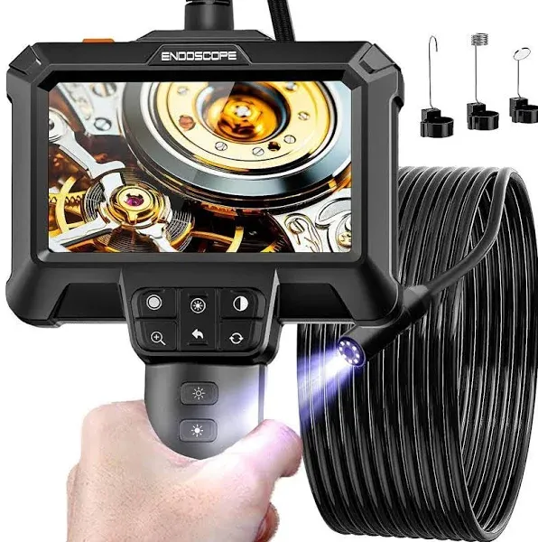 Endoscope Camera with Light - IP67 Waterproof Borescope Camera with 8 Adjustable LED Lights | 4.3" LCD Screen Borescope | HD 1080P Inspection Camera with 16.5ft Semi-Rigid Cord Tools for Men