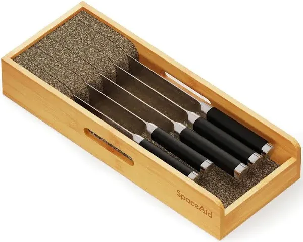 SpaceAid Bamboo Knife Drawer Organizer Insert