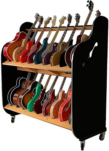 The Session-Pro Double-Stack Guitar Shelves | Double Decker Shelving Solution to Organize Your Collection of Acoustic & Electric Instruments | Made in USA