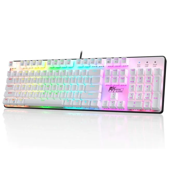 RK ROYAL KLUDGE RK920 Full Size 104 Keys Wired Rainbow Backlit Mechanical Keyboard