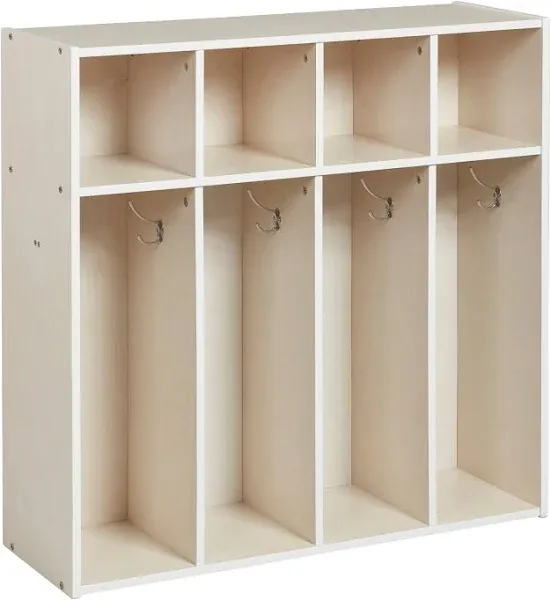 ECR4Kids Streamline 4-Section Coat Locker, Classroom Furniture, Natural