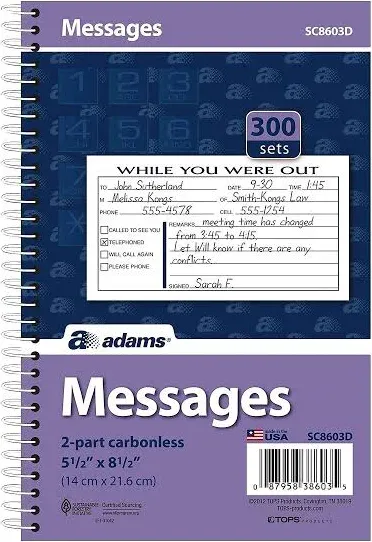 Adams Phone Message Pad 5.5 x 8.5 Ruled SC8603D