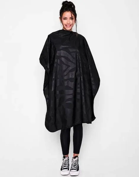 Betty Dain Bleach-proof All Purpose Styling Cape, Material Defends Against Bleach Stains, Color Proof, Chemical Proof, Waterproof, Lightweight Embossed Nylon, Black