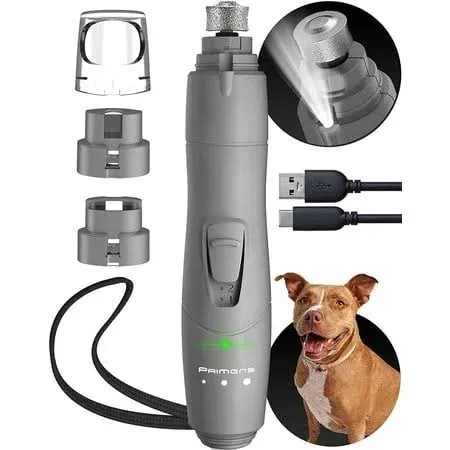 Dog Nail Grinder with LED Light, Rechargeable Dog Nail Grinder for Large Dogs, Medium & Small Dogs, Professional Pet Nail Grinder for Dogs Quiet Soft Puppy Grooming, Cat Nail Grinder, Dog Nail Trimmer