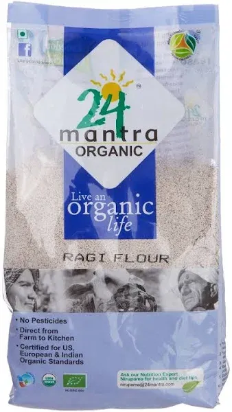 24 Mantra Organic Ragi Flour (Finger Millet Flour) - 4 lbs, Gray