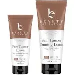 Self Tanner Face & Body - With Organic Aloe Vera & Shea Butter, Sunless Tanning Lotion, Bronzer Buildable Fair to Medium Tan, Fake Tan Self Tanners Best Sellers, 7.5oz (body) 3oz (face)